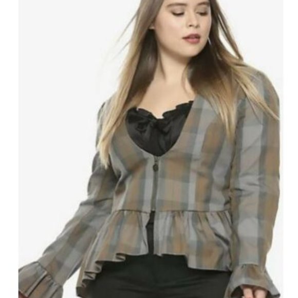 HOT TOPIC TORRID EXCLUSIVE OUTLANDER LACED PEPLUM LADIES JACKET SIZE LARGE - Picture 3 of 4